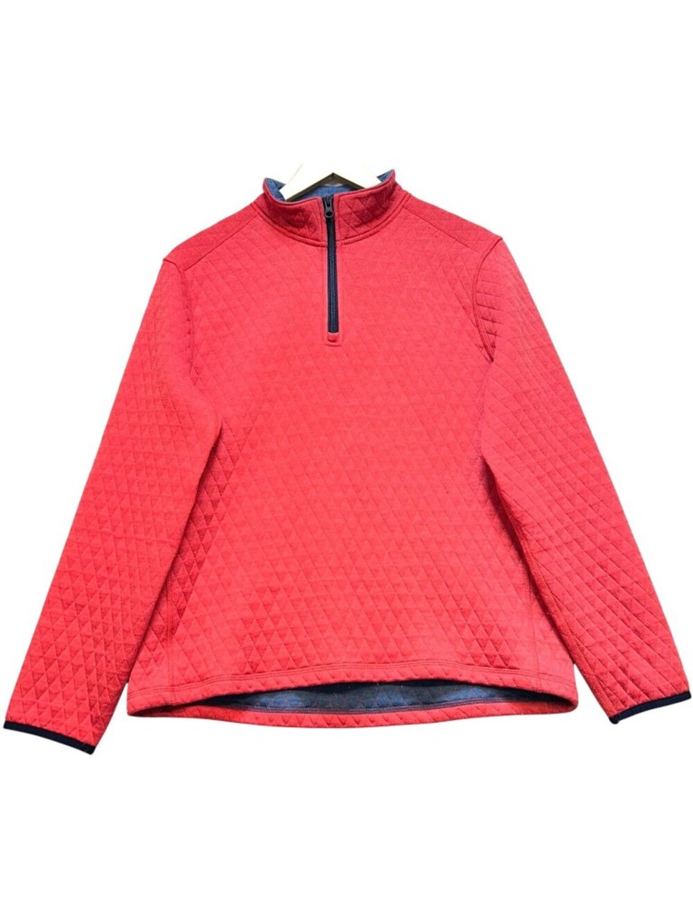 J.Crew Womens Quilted Authentic Fleece Quarter-Zip Pullover Size M Red Coral